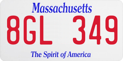 MA license plate 8GL349