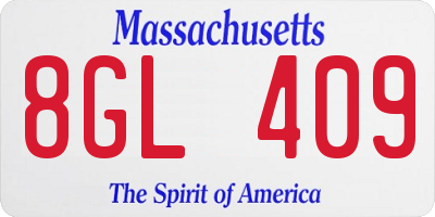 MA license plate 8GL409