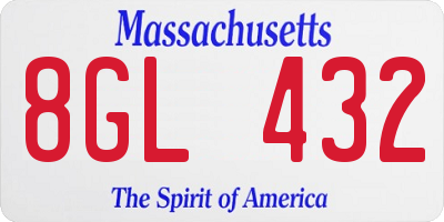 MA license plate 8GL432