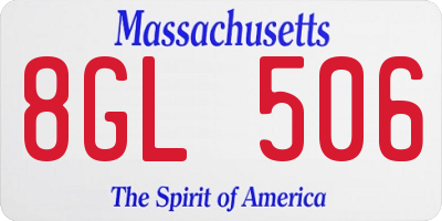 MA license plate 8GL506
