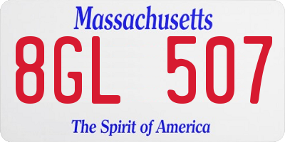 MA license plate 8GL507
