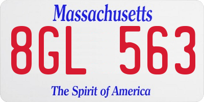 MA license plate 8GL563