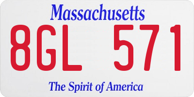 MA license plate 8GL571
