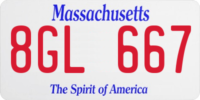 MA license plate 8GL667
