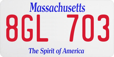 MA license plate 8GL703