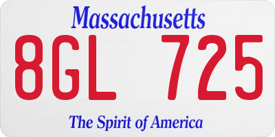 MA license plate 8GL725