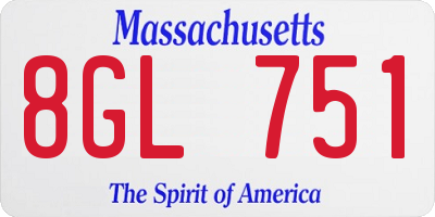 MA license plate 8GL751