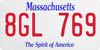 MA license plate 8GL769