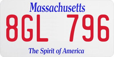 MA license plate 8GL796