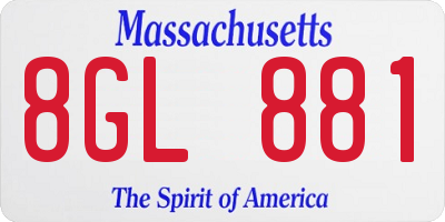 MA license plate 8GL881