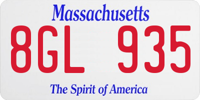MA license plate 8GL935
