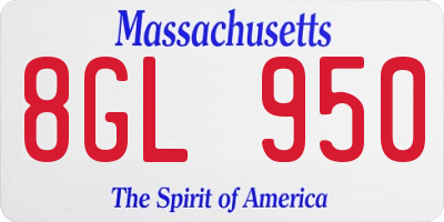 MA license plate 8GL950