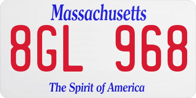 MA license plate 8GL968