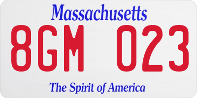 MA license plate 8GM023