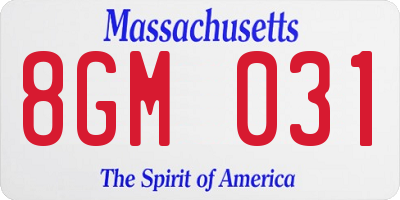 MA license plate 8GM031