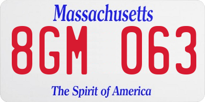 MA license plate 8GM063
