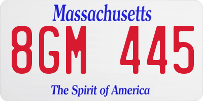 MA license plate 8GM445