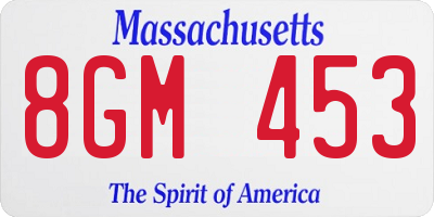 MA license plate 8GM453