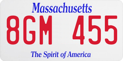MA license plate 8GM455