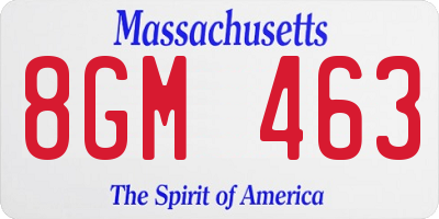 MA license plate 8GM463