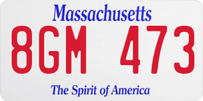 MA license plate 8GM473