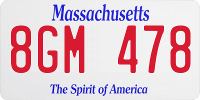 MA license plate 8GM478