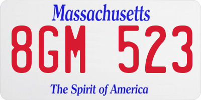 MA license plate 8GM523