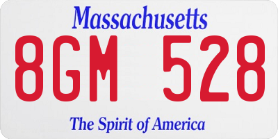 MA license plate 8GM528
