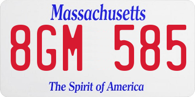 MA license plate 8GM585