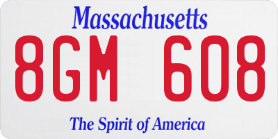 MA license plate 8GM608