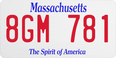 MA license plate 8GM781