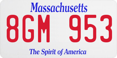 MA license plate 8GM953