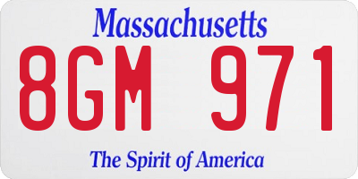 MA license plate 8GM971
