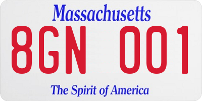 MA license plate 8GN001
