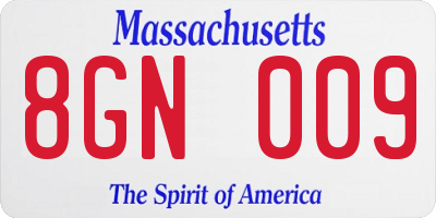 MA license plate 8GN009