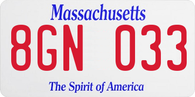 MA license plate 8GN033