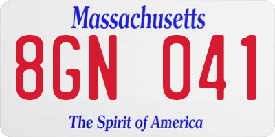 MA license plate 8GN041