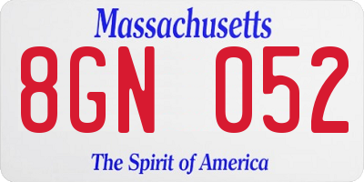 MA license plate 8GN052
