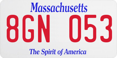 MA license plate 8GN053