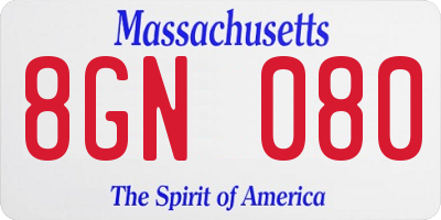 MA license plate 8GN080