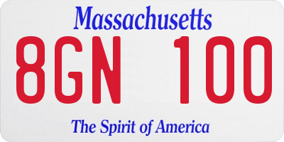 MA license plate 8GN100