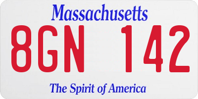 MA license plate 8GN142
