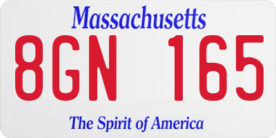 MA license plate 8GN165