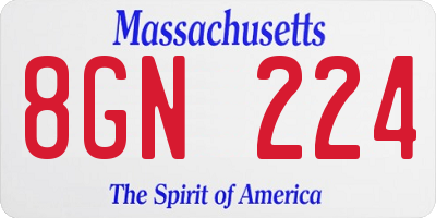 MA license plate 8GN224