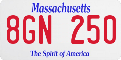 MA license plate 8GN250