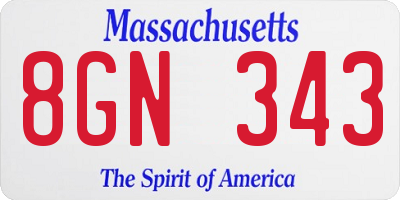 MA license plate 8GN343