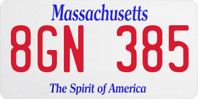 MA license plate 8GN385