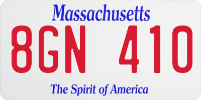 MA license plate 8GN410