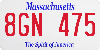 MA license plate 8GN475