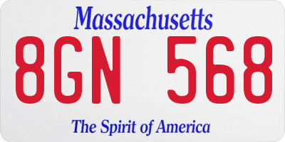 MA license plate 8GN568